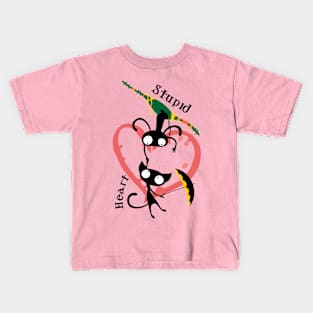 cats stupid heart Kids T-Shirt